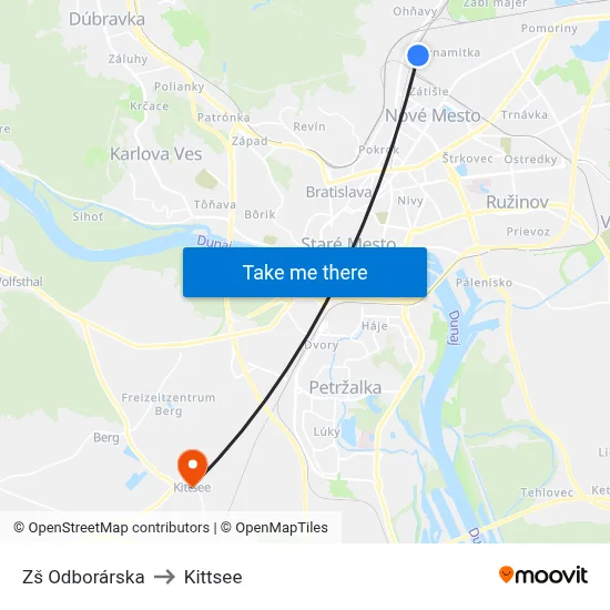 Zš Odborárska to Kittsee map