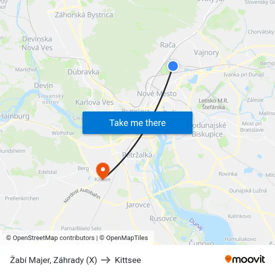 Žabí Majer, Záhrady (X) to Kittsee map