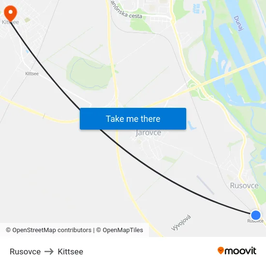 Rusovce to Kittsee map