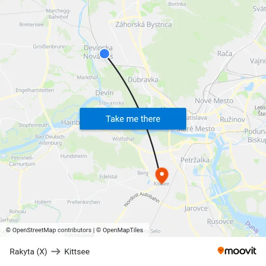 Rakyta (X) to Kittsee map