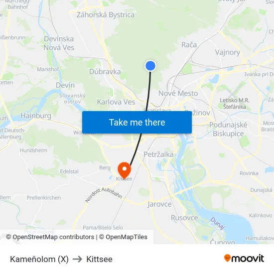 Kameňolom (X) to Kittsee map
