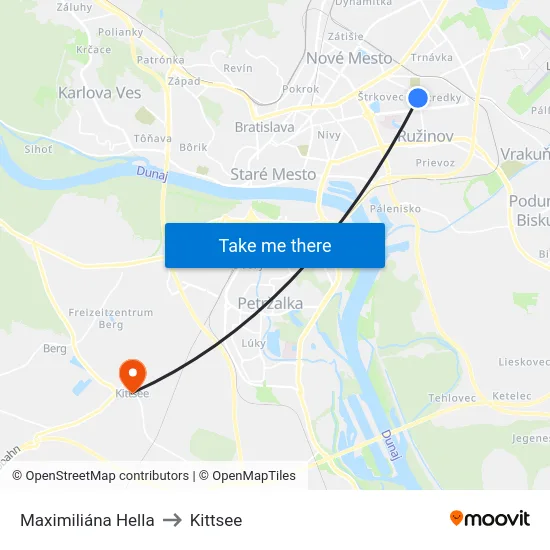 Maximiliána Hella to Kittsee map