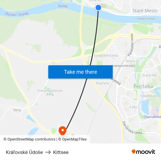 Kráľovské Údolie to Kittsee map