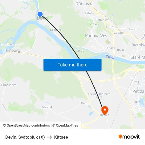 Devín, Svätopluk (X) to Kittsee map