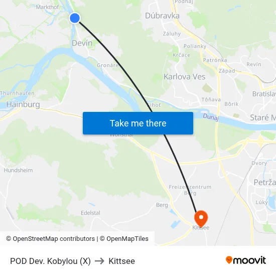 POD Dev. Kobylou (X) to Kittsee map