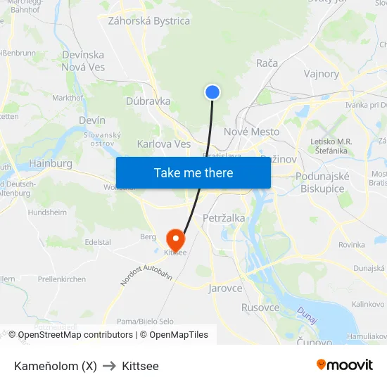 Kameňolom (X) to Kittsee map