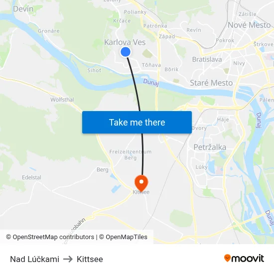 Nad Lúčkami to Kittsee map