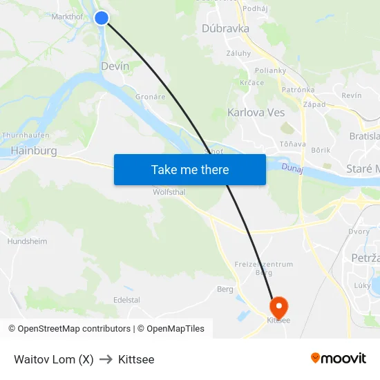 Waitov Lom (X) to Kittsee map