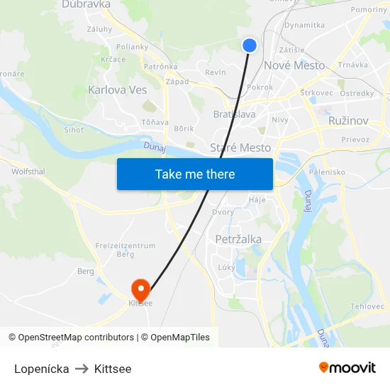 Lopenícka to Kittsee map