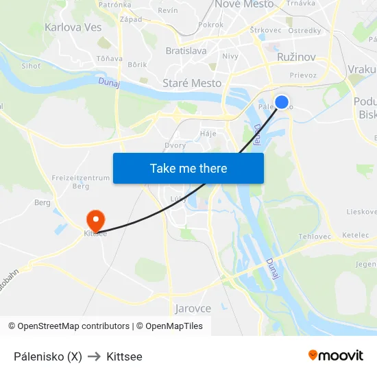 Pálenisko (X) to Kittsee map