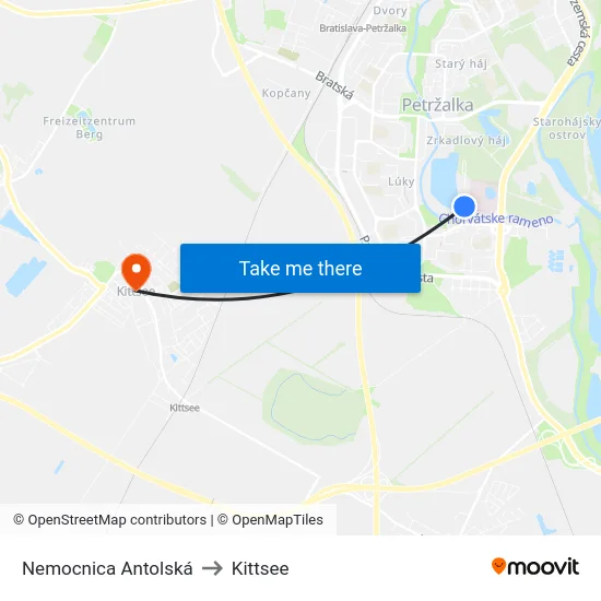 Nemocnica Antolská to Kittsee map