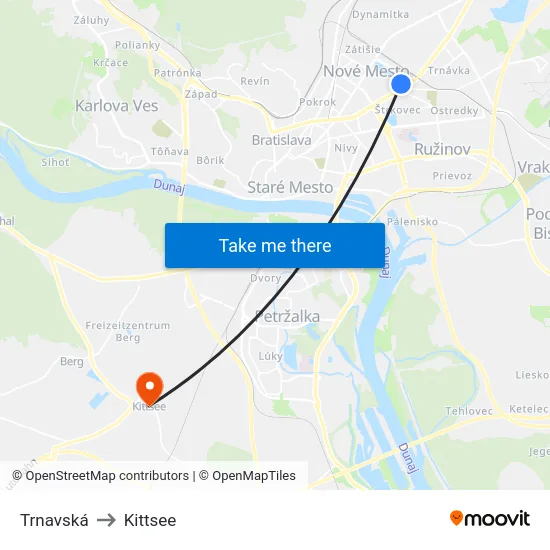 Trnavská to Kittsee map