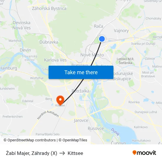 Žabí Majer, Záhrady (X) to Kittsee map