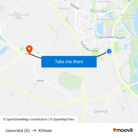 Jasovská (X) to Kittsee map