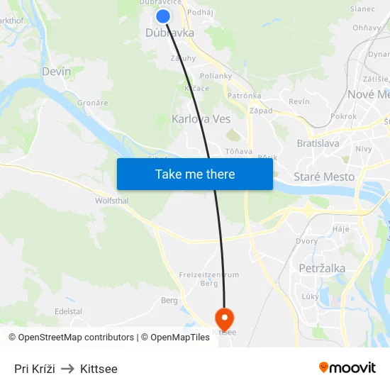 Pri Kríži to Kittsee map