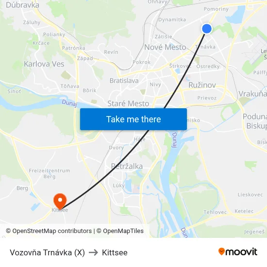 Vozovňa Trnávka (X) to Kittsee map