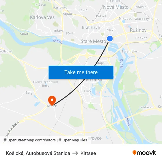 Košická, Autobusová Stanica to Kittsee map