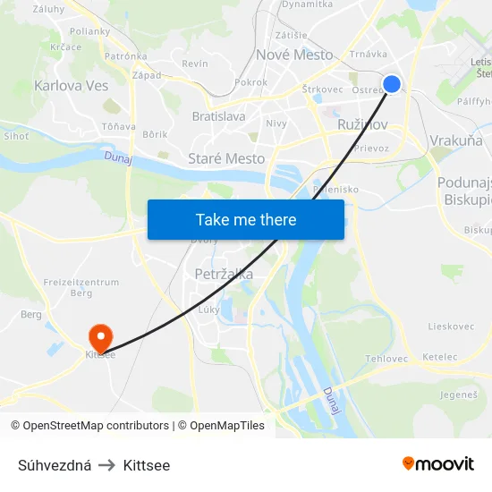 Súhvezdná to Kittsee map