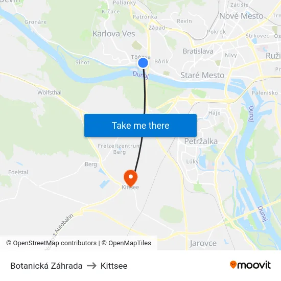 Botanická Záhrada to Kittsee map