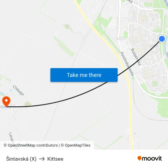 Šintavská (X) to Kittsee map