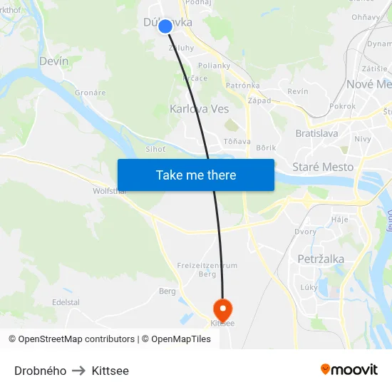 Drobného to Kittsee map