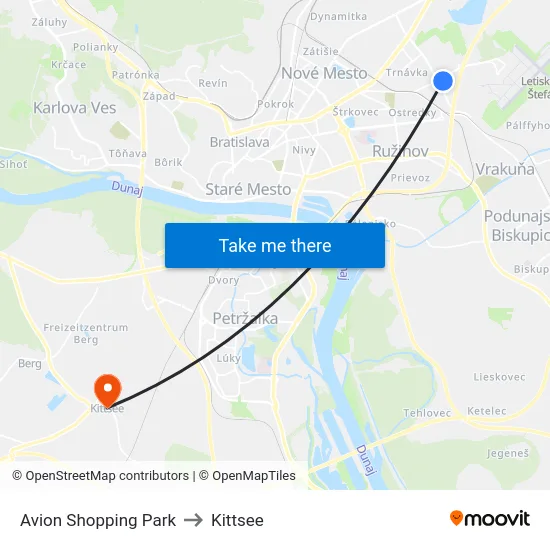 Avion Shopping Park to Kittsee map