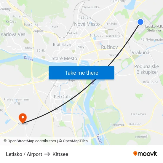 Letisko / Airport to Kittsee map