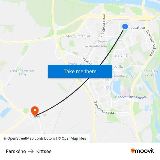 Farského to Kittsee map