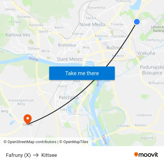 Fafruny (X) to Kittsee map