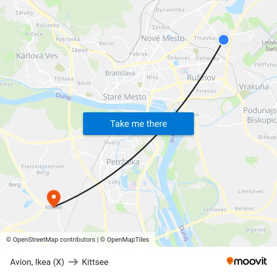 Avion, Ikea (X) to Kittsee map