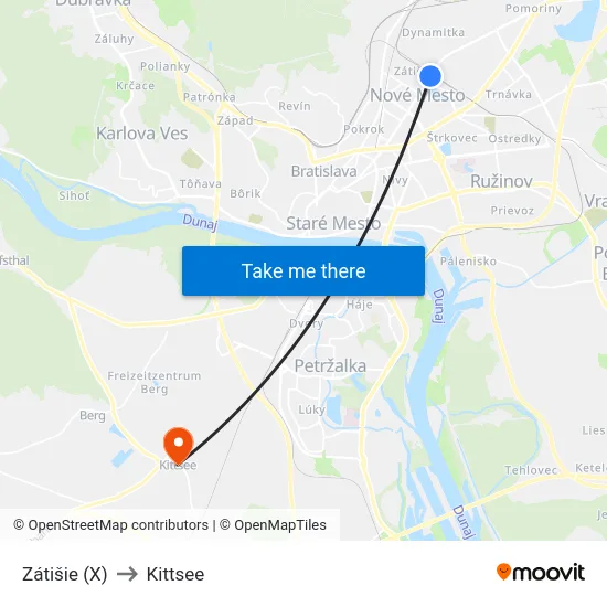 Zátišie (X) to Kittsee map