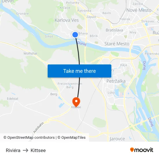 Riviéra to Kittsee map