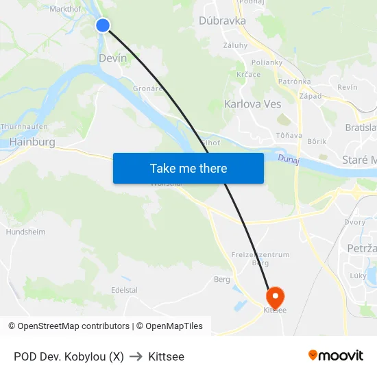 POD Dev. Kobylou (X) to Kittsee map