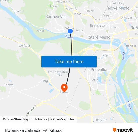 Botanická Záhrada to Kittsee map