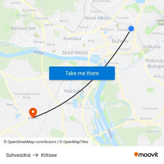 Súhvezdná to Kittsee map