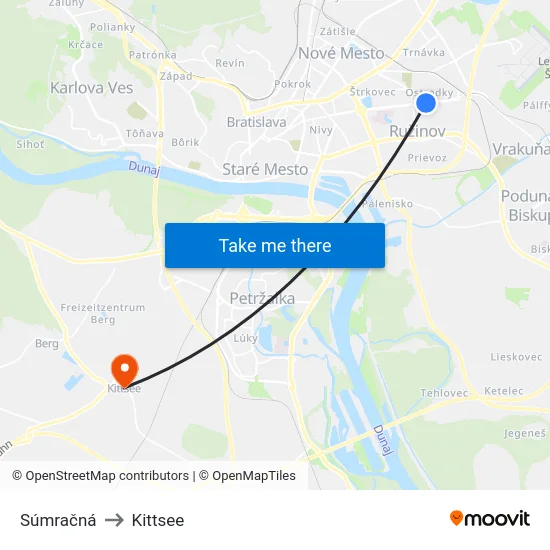 Súmračná to Kittsee map