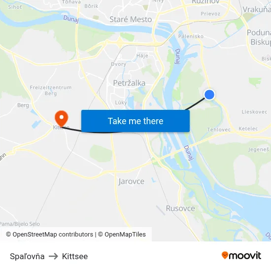 Spaľovňa to Kittsee map