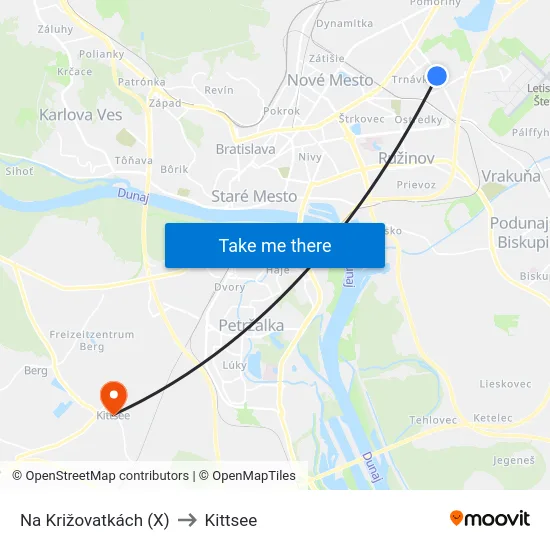 Na Križovatkách (X) to Kittsee map