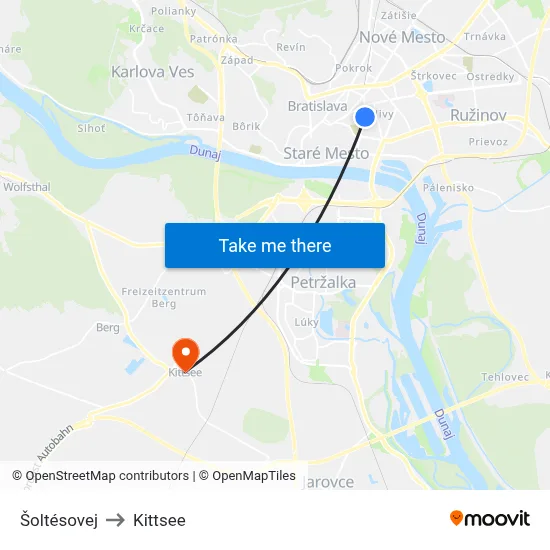 Šoltésovej to Kittsee map