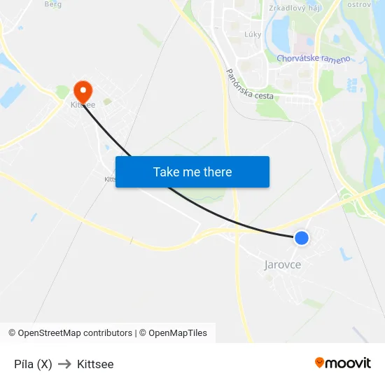 Píla (X) to Kittsee map