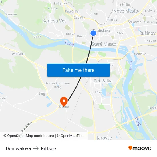 Donovalova to Kittsee map