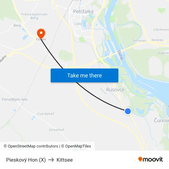 Pieskový Hon (X) to Kittsee map