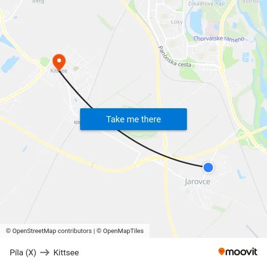 Píla (X) to Kittsee map