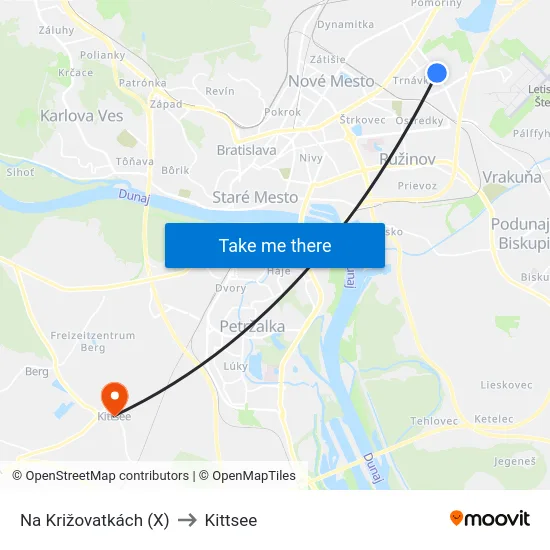 Na Križovatkách (X) to Kittsee map