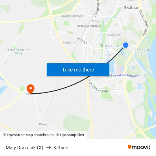 Malý Draždiak (X) to Kittsee map