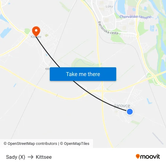 Sady (X) to Kittsee map