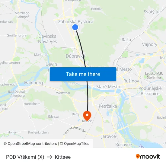 POD Vŕškami (X) to Kittsee map