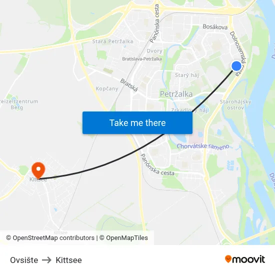 Ovsište to Kittsee map