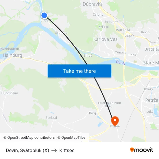 Devín, Svätopluk (X) to Kittsee map