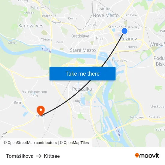 Tomášikova to Kittsee map